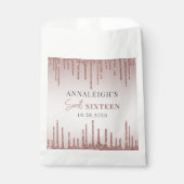 Sweet 16 Birthday Roos Gold Glitter Drip Bedankzakje (Voorkant)