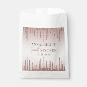 Sweet 16 Birthday Roos Gold Glitter Drip Bedankzakje