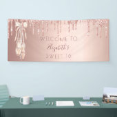 Sweet 16 Birthday roos gouden ballerina welkom Spandoek (Beurs)