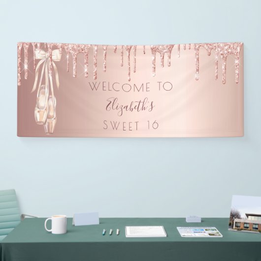 Sweet 16 Birthday roos gouden ballerina welkom Spandoek (Beurs)