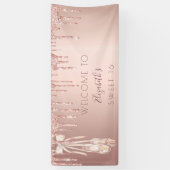 Sweet 16 Birthday roos gouden ballerina welkom Spandoek (Verticaal)