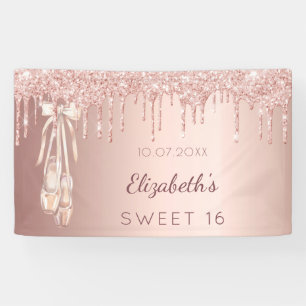 Sweet 16 Birthday roos gouden ballerina welkom Spandoek