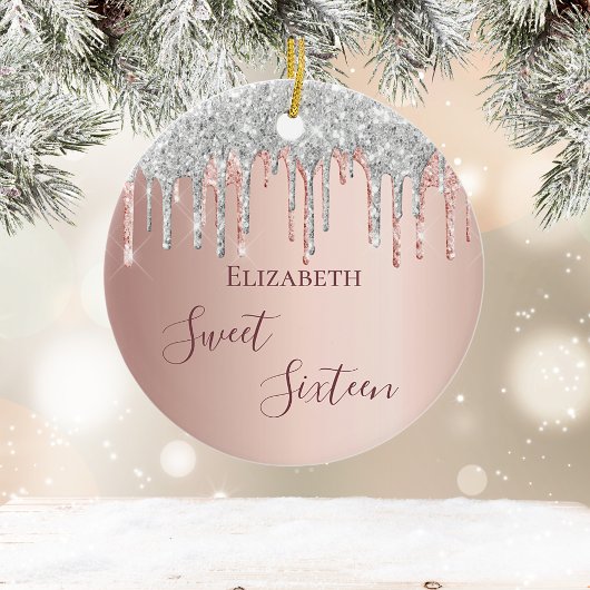 Sweet 16 Birthday roos goudroze Keramisch Ornament