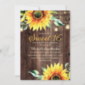 Sweet 16 Birthday Rustic Sunflower String Lights Kaart (Voorkant)