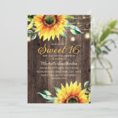 Sweet 16 Birthday Rustic Sunflower String Lights Kaart (Staand voorkant)