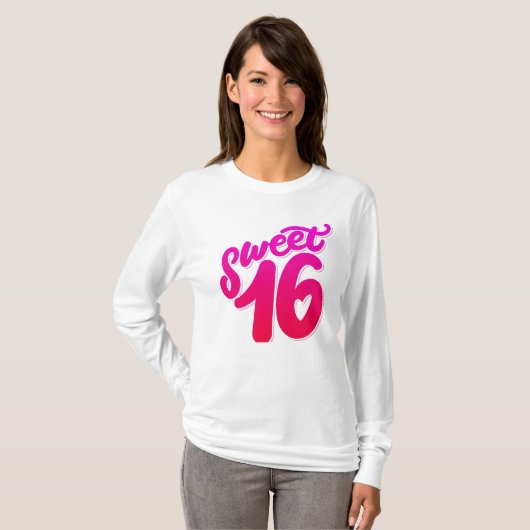 Sweet 16 Birthday Sleeve T-shirt (Voorkant volledig)