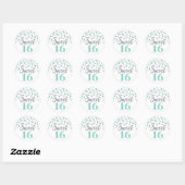 Sweet 16 Birthday Turquoise Blue Silver Confetti Ronde Sticker (Vel)