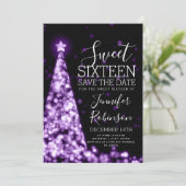 Sweet 16 Birthday Uitnodiging Paarse kerst (Staand voorkant)