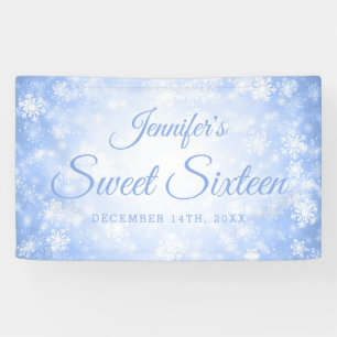 Sweet 16 Birthday Welcome Blue Winter Wonderland Spandoek