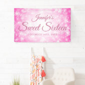 Sweet 16 Birthday Welcome Pink Winter Wonderland Spandoek (Insitu)