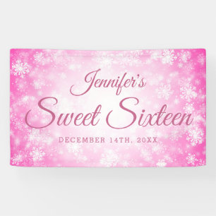 Sweet 16 Birthday Welcome Pink Winter Wonderland Spandoek