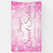 Sweet 16 Birthday Welcome Pink Winter Wonderland Spandoek (Verticaal)