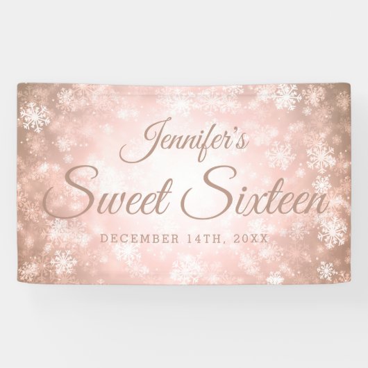 Sweet 16 Birthday Welcome Roos Gold Winter Spandoek (Horizontaal)
