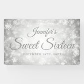 Sweet 16 Birthday Welcome Silver Winter Wonderland Spandoek (Horizontaal)