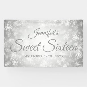 Sweet 16 Birthday Welcome Silver Winter Wonderland Spandoek