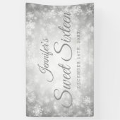 Sweet 16 Birthday Welcome Silver Winter Wonderland Spandoek (Verticaal)
