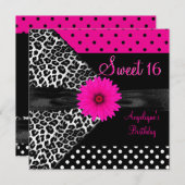 Sweet 16 Birthday Zebra Spot Polka Dot Kaart (Voorkant / Achterkant)