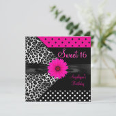 Sweet 16 Birthday Zebra Spot Polka Dot Kaart (Staand voorkant)