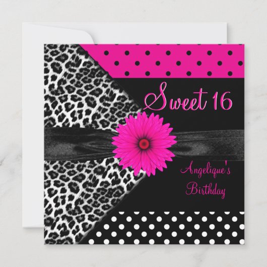 Sweet 16 Birthday Zebra Spot Polka Dot Kaart (Voorkant)
