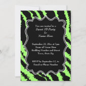 Sweet 16 Black and Lime Green Zebra Pattern Kaart (Voorkant)