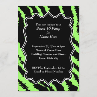 Sweet 16 Black and Lime Green Zebra Pattern Kaart