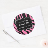 Sweet 16 Black and Pink Zebra Pattern Ronde Sticker (Envelop)