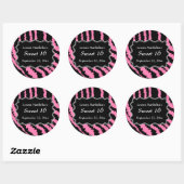 Sweet 16 Black and Pink Zebra Pattern Ronde Sticker (Vel)