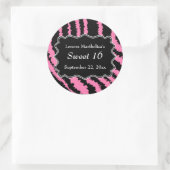 Sweet 16 Black and Pink Zebra Pattern Ronde Sticker (Tas)