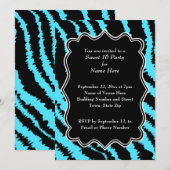 Sweet 16 Black and Turquoise Zebra Pattern Kaart (Voorkant / Achterkant)