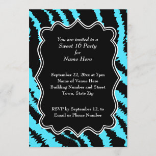 Sweet 16 Black and Turquoise Zebra Pattern Kaart