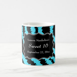 Sweet 16 Black and Turquoise Zebra Pattern Koffiemok
