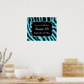 Sweet 16 Black and Turquoise Zebra Pattern Poster (Keuken)