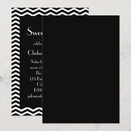 Sweet 16 Black and White, uitnodiging van 1920 (Voorkant / Achterkant)