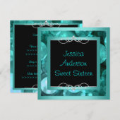 Sweet 16 Black Blauwgroen Bubbles Metal Lijst Part Kaart (Voorkant / Achterkant)