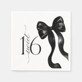 Sweet 16 Black Bow Party servetten (Voorkant)