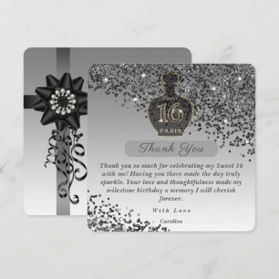 Sweet 16 Black Glitter Geur Studio Dank je wel Bedankkaart