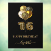 Sweet 16 Black Gold leopard name script Raamsticker (Vel 3)