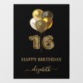 Sweet 16 Black Gold leopard name script Raamsticker (Vel)