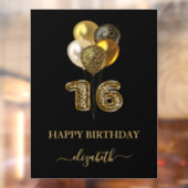 Sweet 16 Black Gold leopard name script Raamsticker (Vel 2)