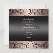 Sweet 16 Black/Peach Swirl Verjaardag Uitnodiging (Achterkant)