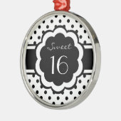 Sweet 16 Black Polka Dot Metalen Ornament (Links)