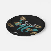 Sweet 16 Black Turquoise Gold Glitter Custom Papieren Bordje (Gekanteld)