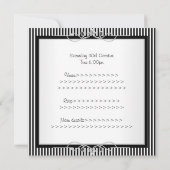 Sweet 16 Black & White Stripe Jewel Lijst Party Kaart (Achterkant)