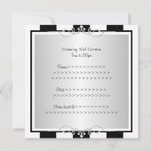 Sweet 16 Black & White Stripes Silver Jewel Party Kaart (Achterkant)