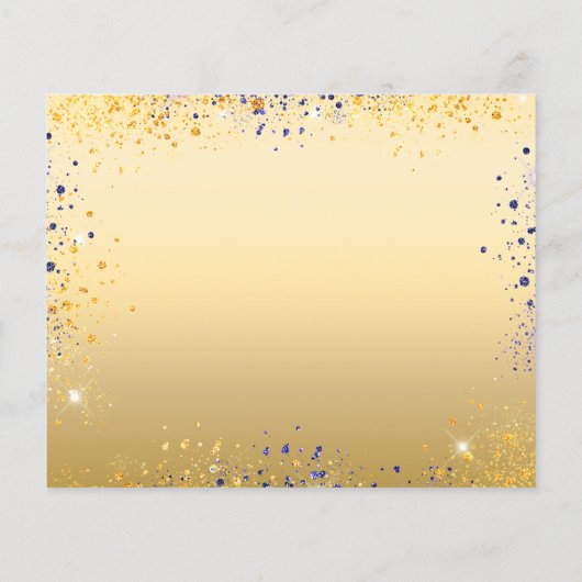Sweet 16 blauw gouden jurk budget sparen de datum (Achterkant)