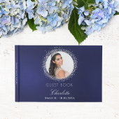 Sweet 16 blauw zilveren foto glamoureus gastenboek