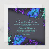 Sweet 16 Blauwe Bloem Burst Ontwerp Verjaardag Uit Kaart (Achterkant)