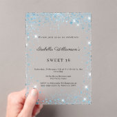 Sweet 16 blauwe glitters winter feest bevroren acryl uitnodigingen (Insitu (Draagbaar))