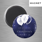 Sweet 16 blauwe zilverballonnen met uitzondering v magneet