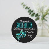 Sweet 16 Blauwgroen blauw Masquerade Birthday Part Kaart (Staand voorkant)
